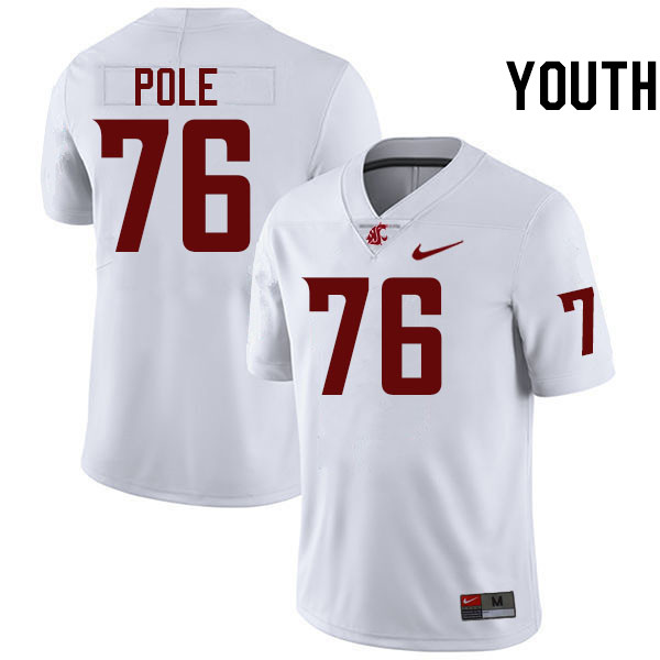 Youth #76 Esa Pole Washington State Cougars College Football Jerseys Stitched-White